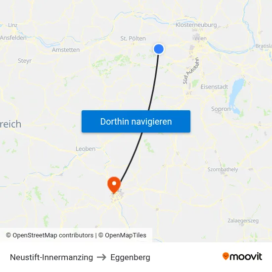 Neustift-Innermanzing to Eggenberg map