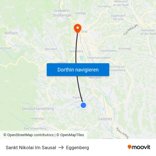 Sankt Nikolai Im Sausal to Eggenberg map