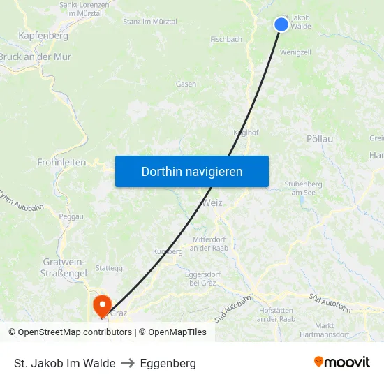St. Jakob Im Walde to Eggenberg map