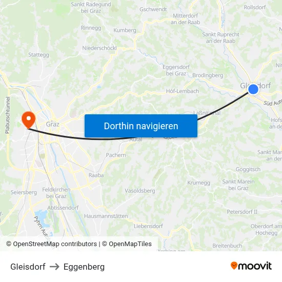 Gleisdorf to Eggenberg map