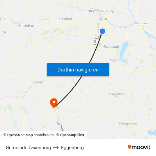 Gemeinde Laxenburg to Eggenberg map