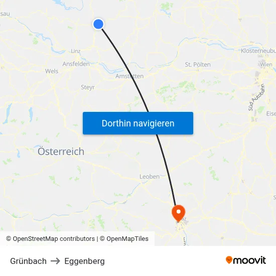 Grünbach to Eggenberg map