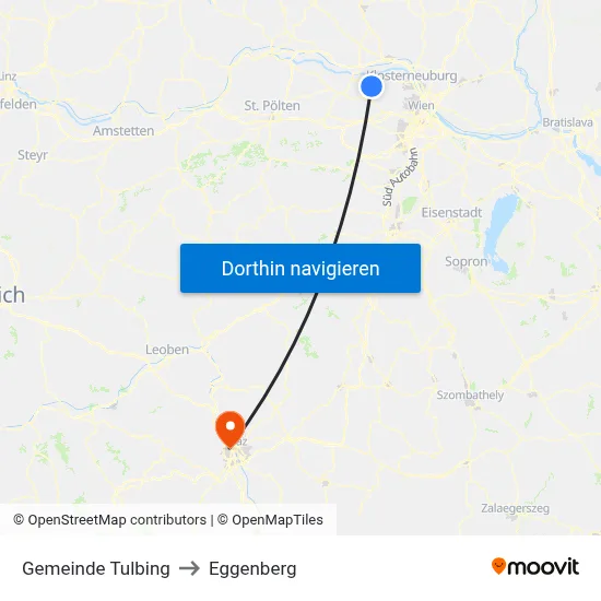 Gemeinde Tulbing to Eggenberg map