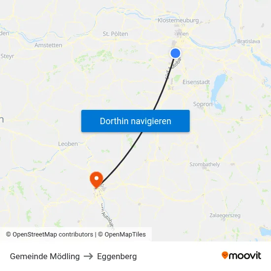 Gemeinde Mödling to Eggenberg map