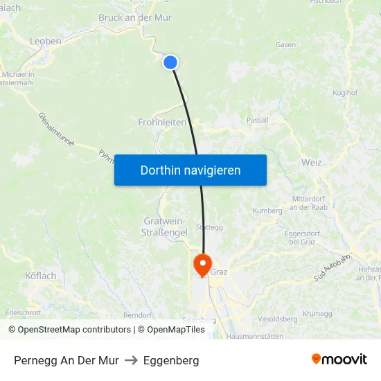Pernegg An Der Mur to Eggenberg map
