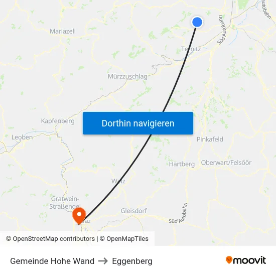 Gemeinde Hohe Wand to Eggenberg map