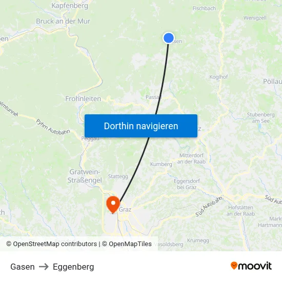 Gasen to Eggenberg map