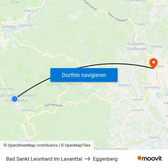Bad Sankt Leonhard Im Lavanttal to Eggenberg map
