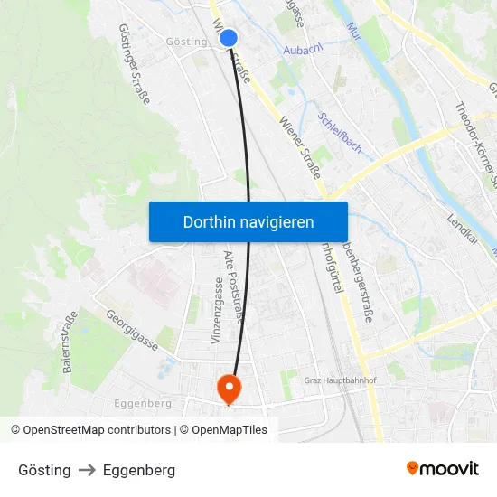 Gösting to Eggenberg map
