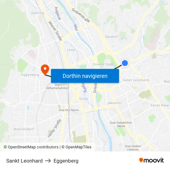 Sankt Leonhard to Eggenberg map