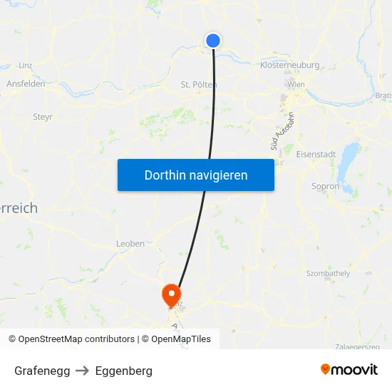 Grafenegg to Eggenberg map