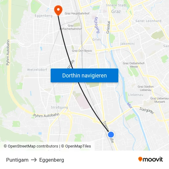 Puntigam to Eggenberg map