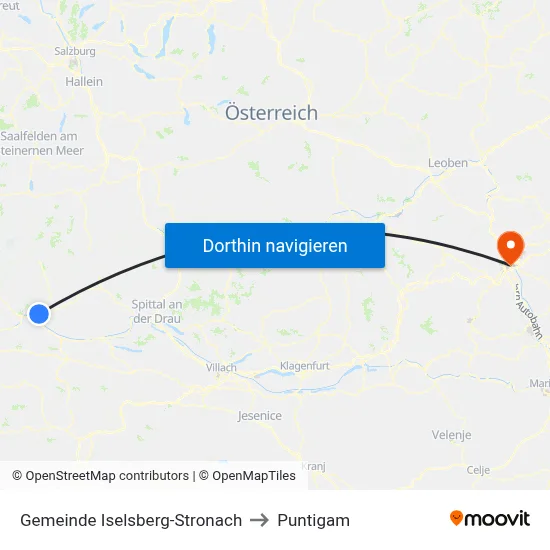Gemeinde Iselsberg-Stronach to Puntigam map