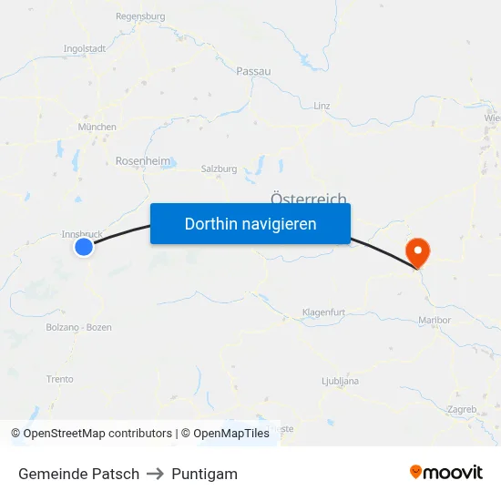 Gemeinde Patsch to Puntigam map