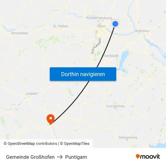 Gemeinde Großhofen to Puntigam map