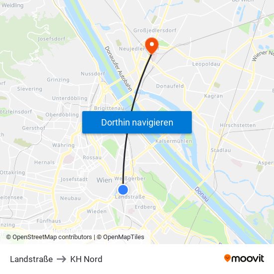 Landstraße to KH Nord map