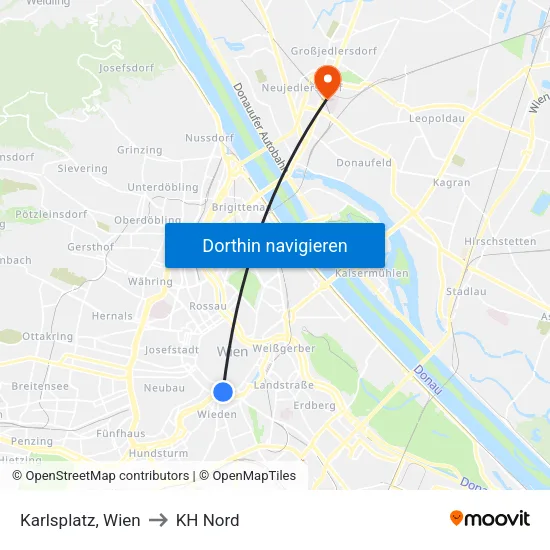 Karlsplatz, Wien to KH Nord map