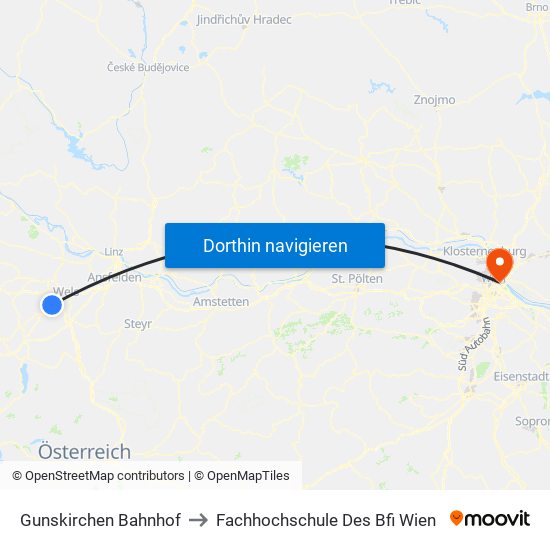 Gunskirchen Bahnhof to Fachhochschule Des Bfi Wien map