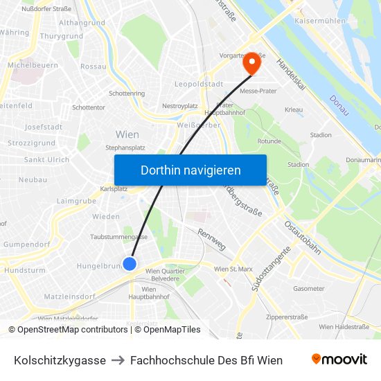 Kolschitzkygasse to Fachhochschule Des Bfi Wien map