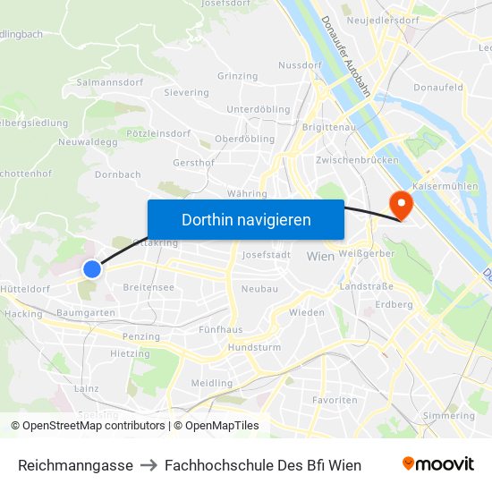 Reichmanngasse to Fachhochschule Des Bfi Wien map