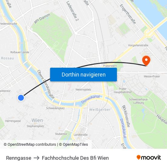 Renngasse to Fachhochschule Des Bfi Wien map