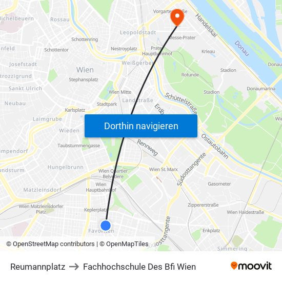 Reumannplatz to Fachhochschule Des Bfi Wien map