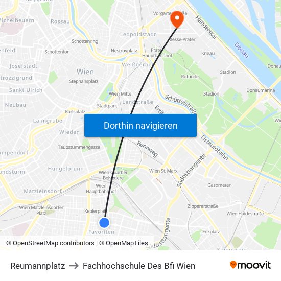 Reumannplatz to Fachhochschule Des Bfi Wien map