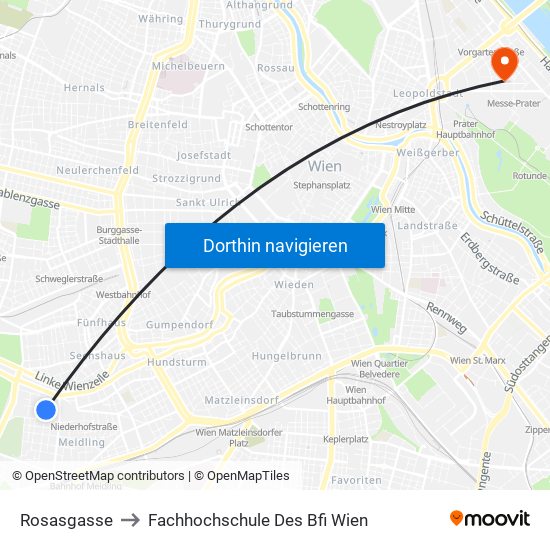 Rosasgasse to Fachhochschule Des Bfi Wien map