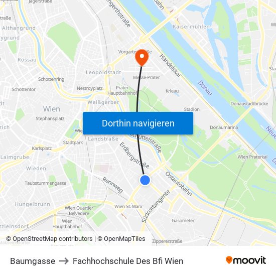 Baumgasse to Fachhochschule Des Bfi Wien map