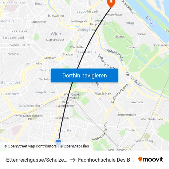 Ettenreichgasse/Schulzentrum to Fachhochschule Des Bfi Wien map