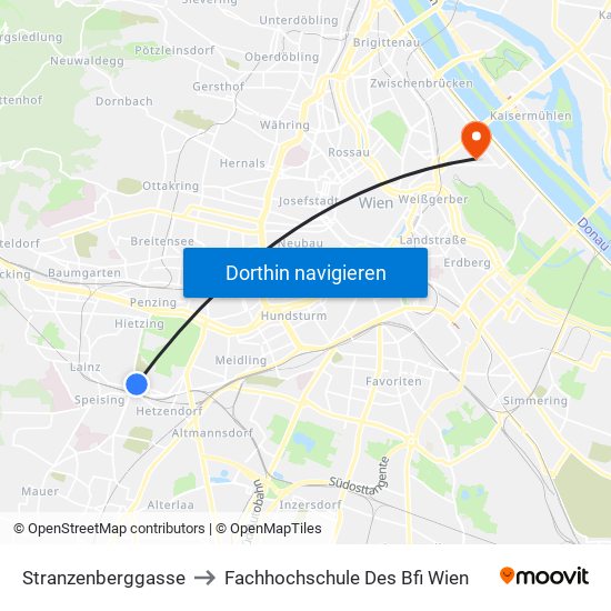 Stranzenberggasse to Fachhochschule Des Bfi Wien map