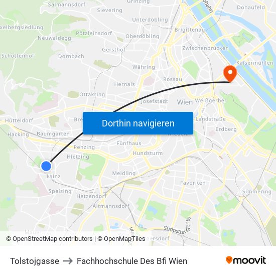 Tolstojgasse to Fachhochschule Des Bfi Wien map