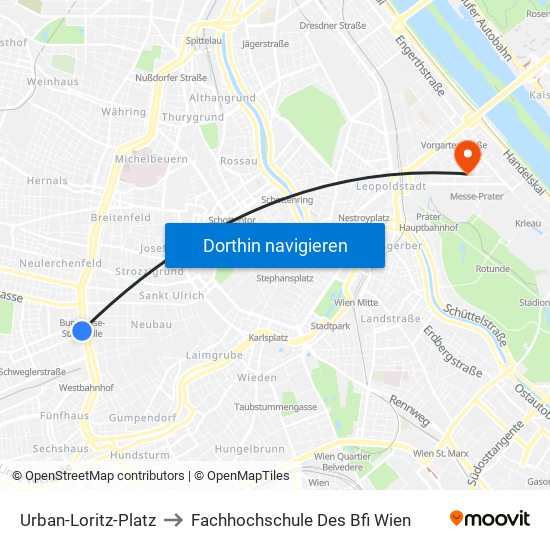 Urban-Loritz-Platz to Fachhochschule Des Bfi Wien map