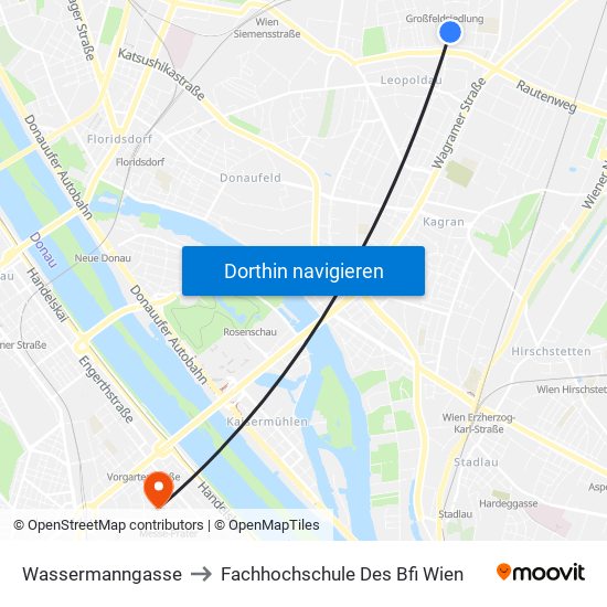 Wassermanngasse to Fachhochschule Des Bfi Wien map