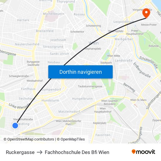 Ruckergasse to Fachhochschule Des Bfi Wien map