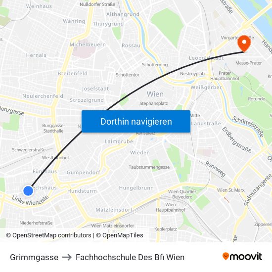 Grimmgasse to Fachhochschule Des Bfi Wien map