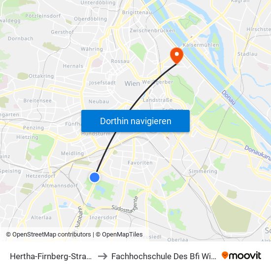 Hertha-Firnberg-Straße to Fachhochschule Des Bfi Wien map