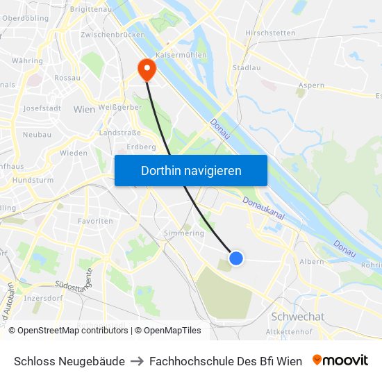 Schloss Neugebäude to Fachhochschule Des Bfi Wien map