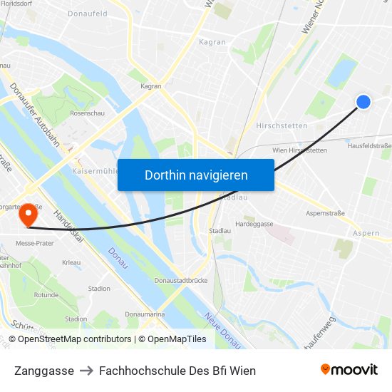 Zanggasse to Fachhochschule Des Bfi Wien map