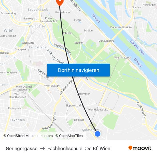 Geringergasse to Fachhochschule Des Bfi Wien map