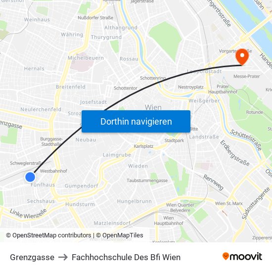 Grenzgasse to Fachhochschule Des Bfi Wien map