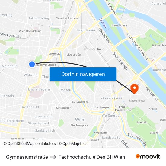 Gymnasiumstraße to Fachhochschule Des Bfi Wien map