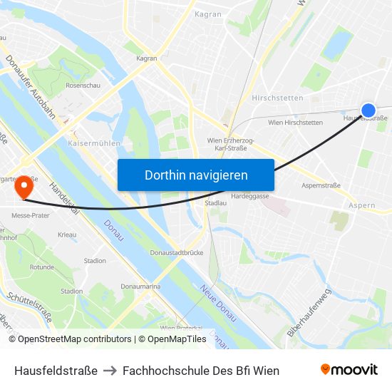 Hausfeldstraße to Fachhochschule Des Bfi Wien map