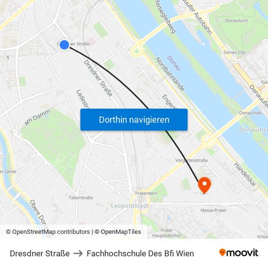 Dresdner Straße to Fachhochschule Des Bfi Wien map