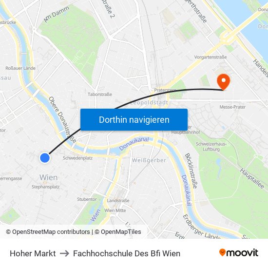 Hoher Markt to Fachhochschule Des Bfi Wien map