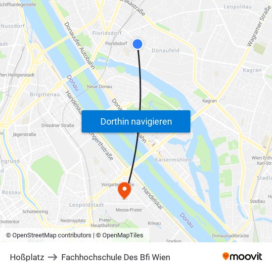 Hoßplatz to Fachhochschule Des Bfi Wien map