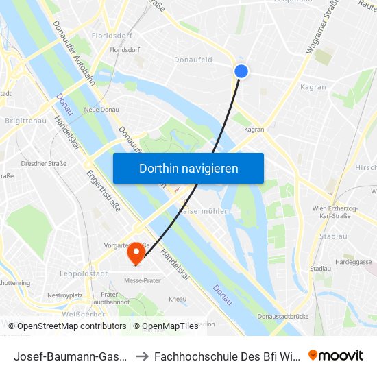 Josef-Baumann-Gasse to Fachhochschule Des Bfi Wien map