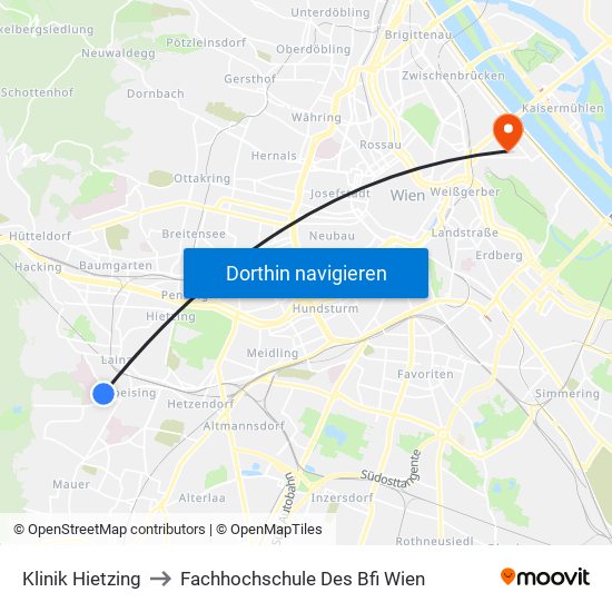 Klinik Hietzing to Fachhochschule Des Bfi Wien map