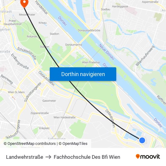 Landwehrstraße to Fachhochschule Des Bfi Wien map