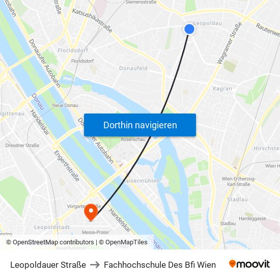 Leopoldauer Straße to Fachhochschule Des Bfi Wien map